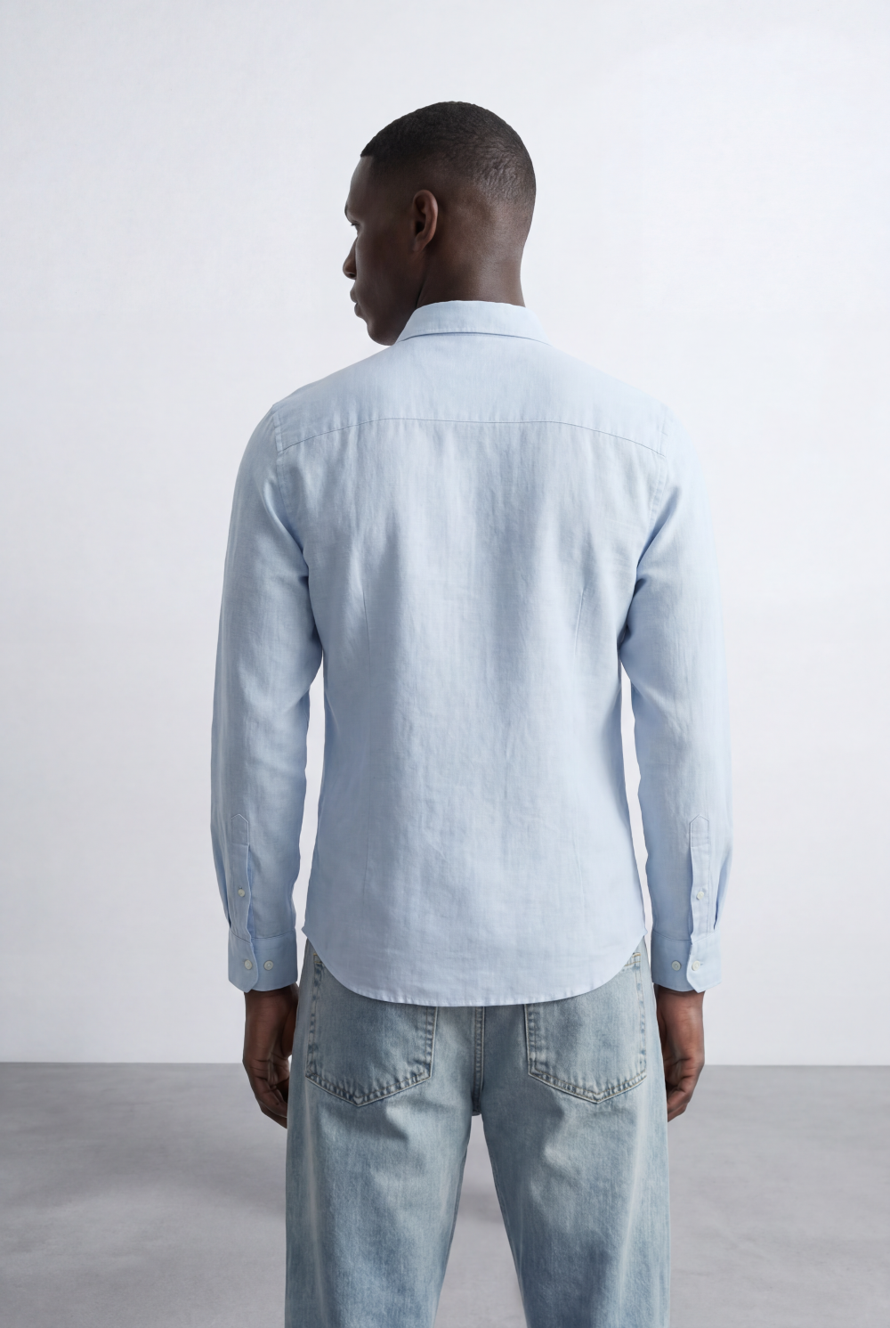 Men’s Tomato Store Tailored Regular Fit Long Sleeve Breathable Fabric Linen Blend Shirt