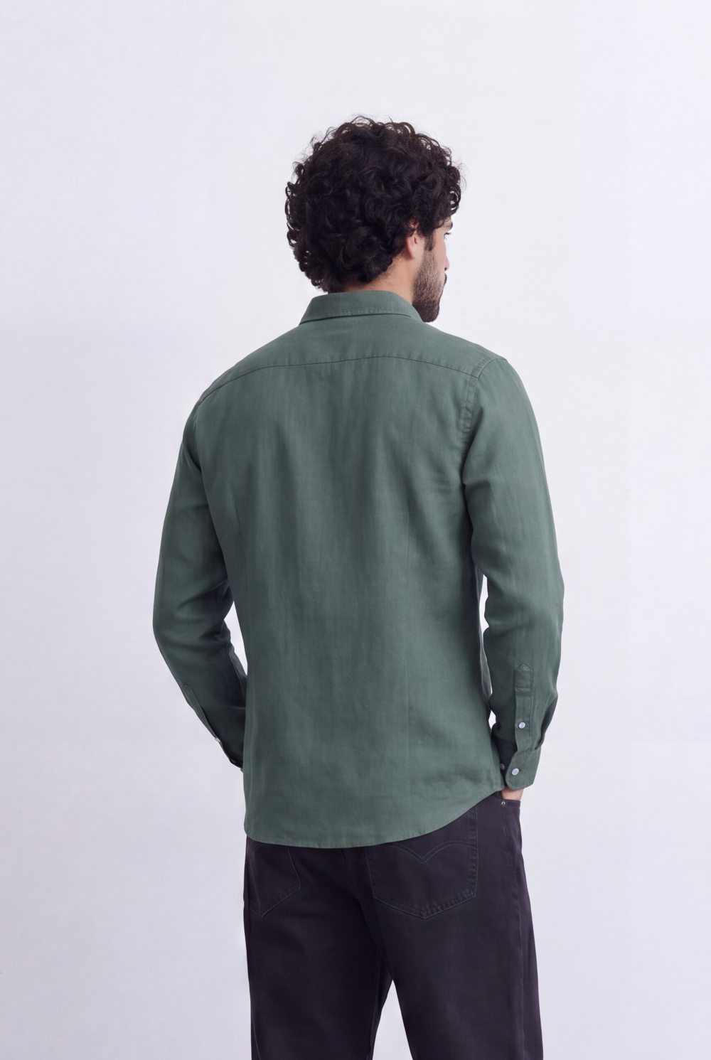 Men's Slim Fit Linen Shirt Lightweight Long Sleeve Button-Up Smart Casual Style Tomato Store