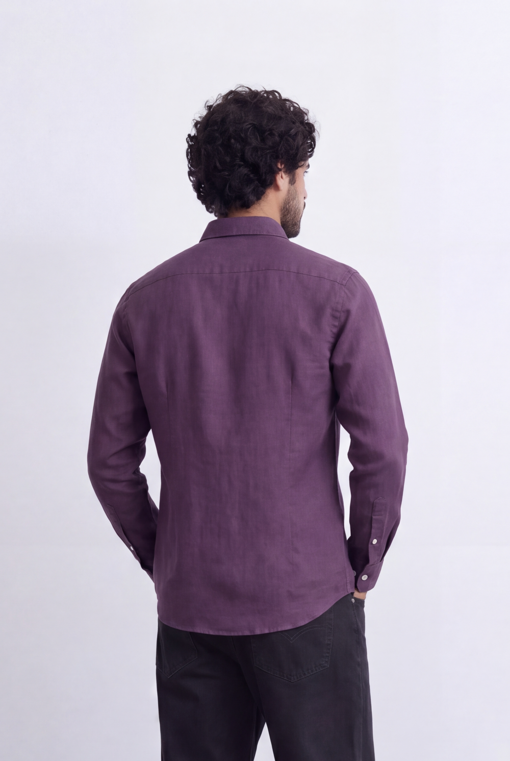 Men's Slim Fit Linen Shirt Lightweight Long Sleeve Button-Up Smart Casual Style Tomato Store