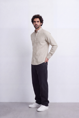 Men's Slim Fit Linen Shirt Lightweight Long Sleeve Button-Up Smart Casual Style Tomato Store