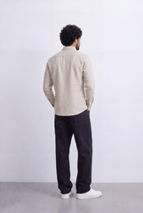 Men's Slim Fit Linen Shirt Lightweight Long Sleeve Button-Up Smart Casual Style Tomato Store