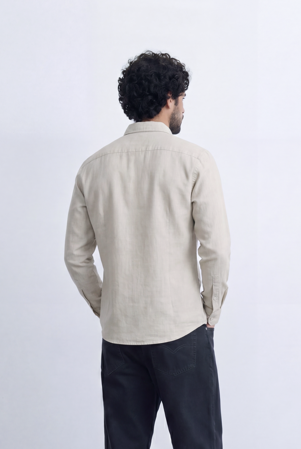Men's Slim Fit Linen Shirt Lightweight Long Sleeve Button-Up Smart Casual Style Tomato Store