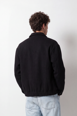 Men's Tomato Store Box Fit Jacket Textured Vertical Pattern Snap Button Front Patch Pockets