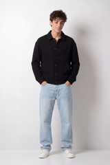 Men's Tomato Store Box Fit Jacket Textured Vertical Pattern Snap Button Front Patch Pockets
