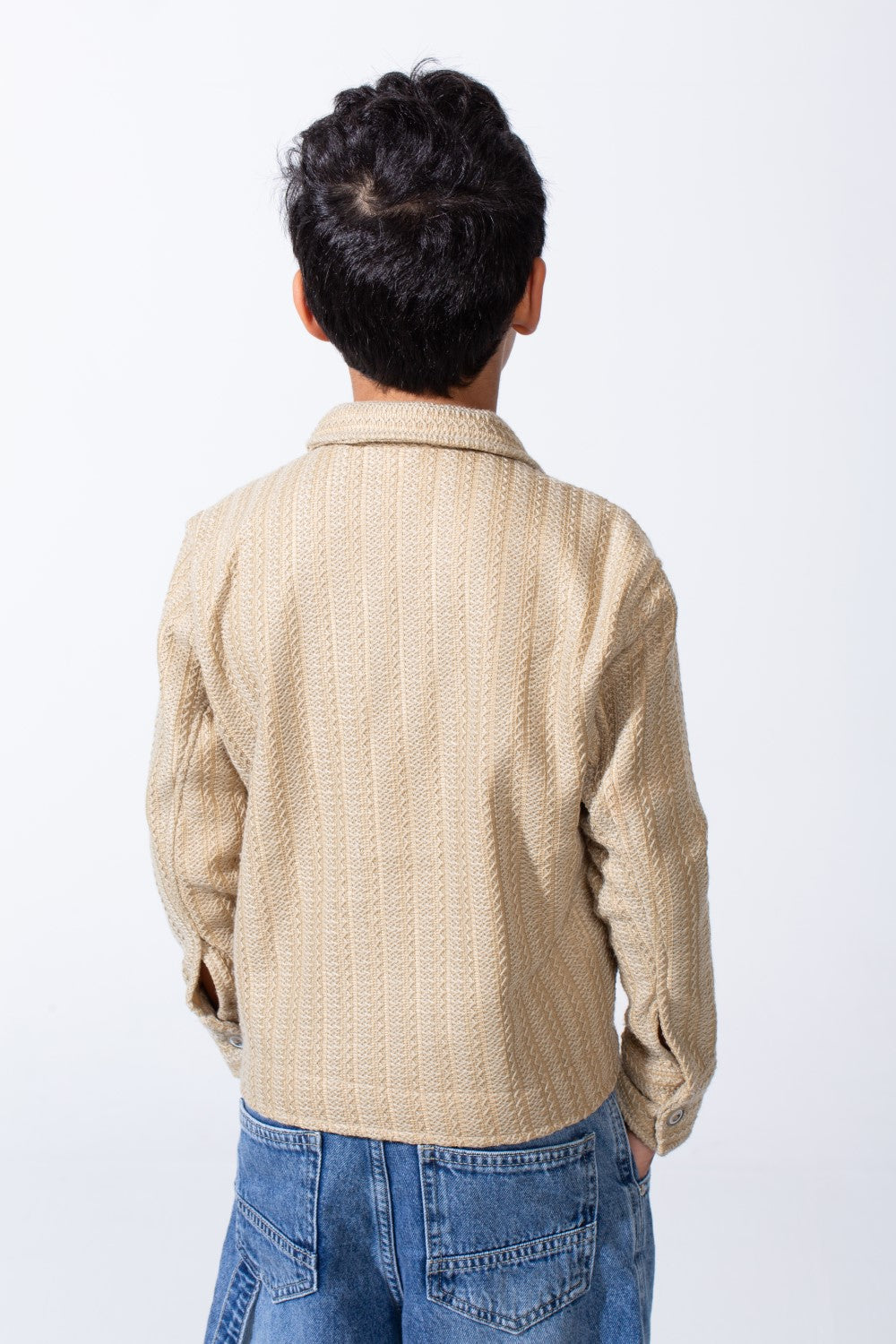 Boy’s Knit Button Up Slim Fit Textured Premium Front Pockets Shirt