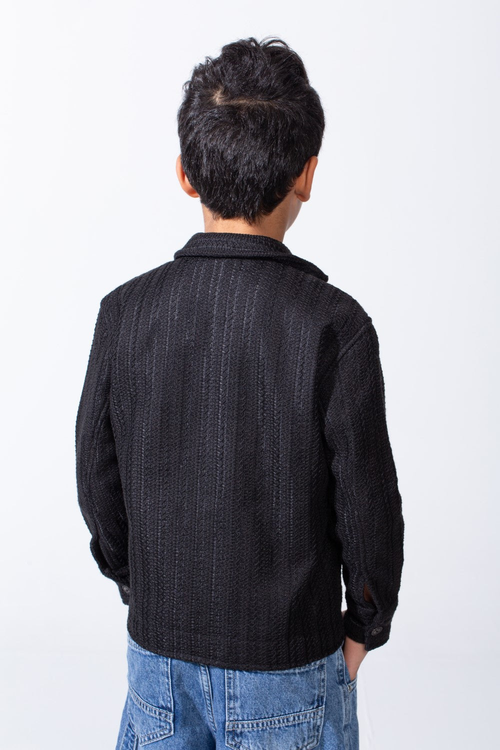 Boy’s Knit Button Up Slim Fit Textured Premium Front Pockets Shirt