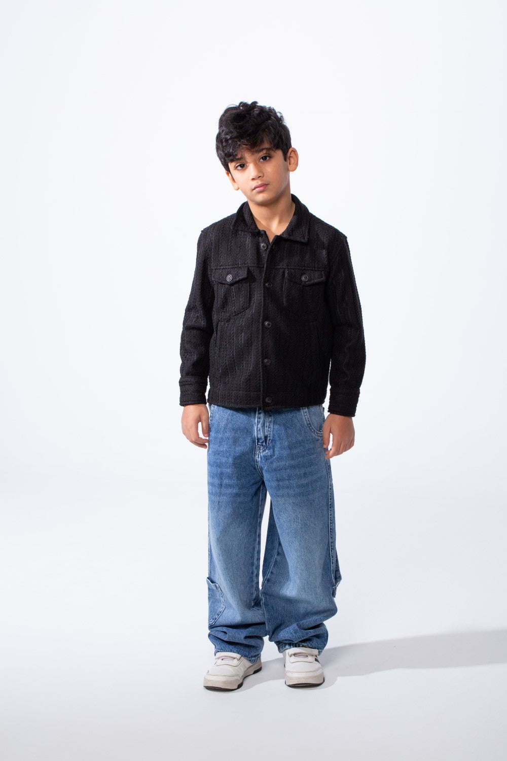 Boy’s Knit Button Up Slim Fit Textured Premium Front Pockets Shirt