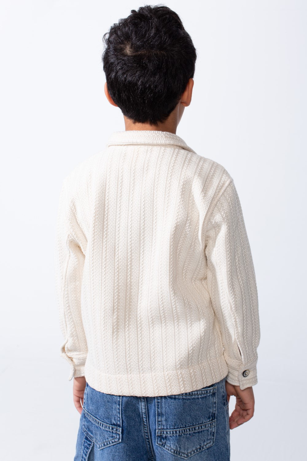 Boy’s Knit Button Up Slim Fit Textured Premium Front Pockets Shirt