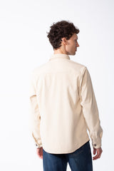 Men's Corduroy Metallic Button Down Spread Collar Fine-Wale Velvet Texture Long Sleeves Regular Fit Shirt