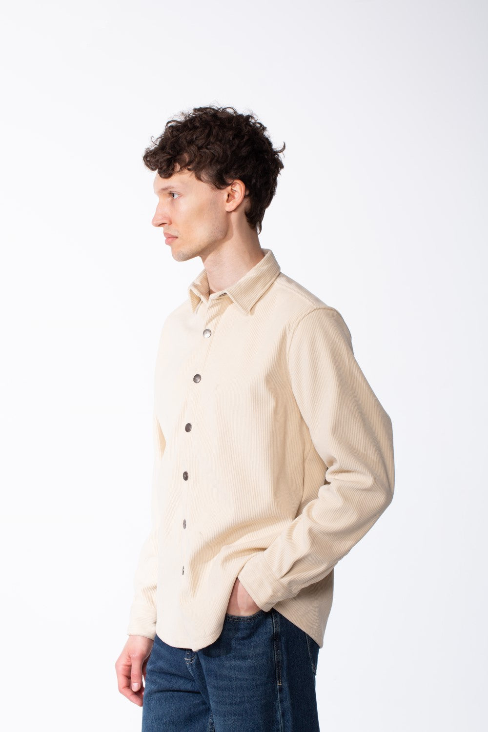 Men's Corduroy Metallic Button Down Spread Collar Fine-Wale Velvet Texture Long Sleeves Regular Fit Shirt