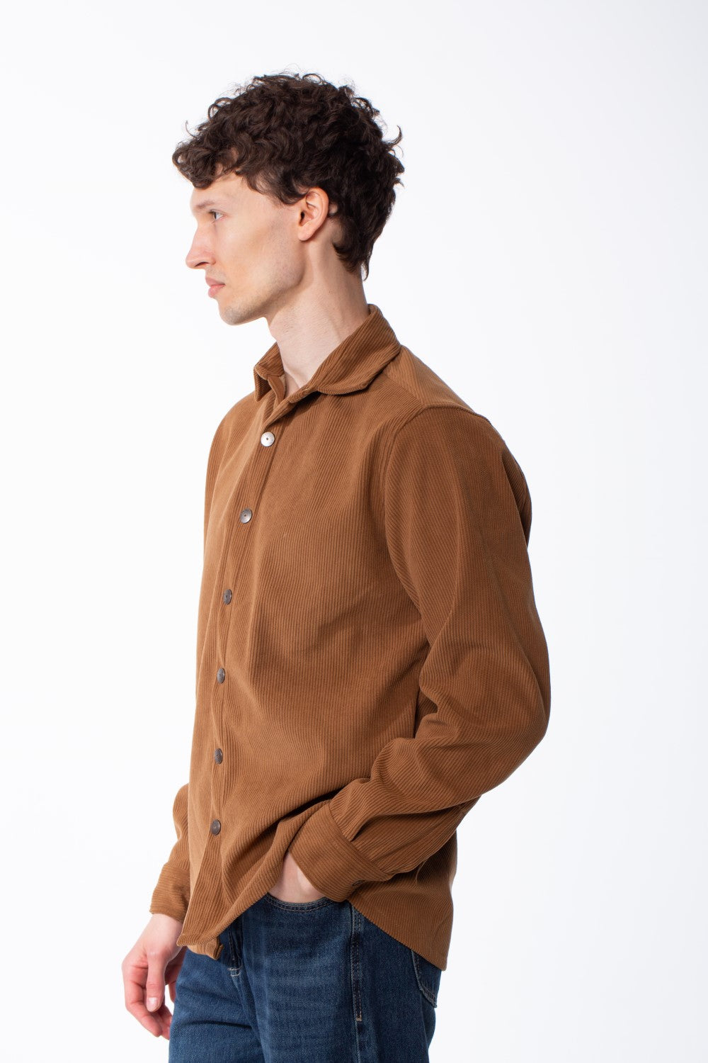Men's Corduroy Metallic Button Down Spread Collar Fine-Wale Velvet Texture Long Sleeves Regular Fit Shirt