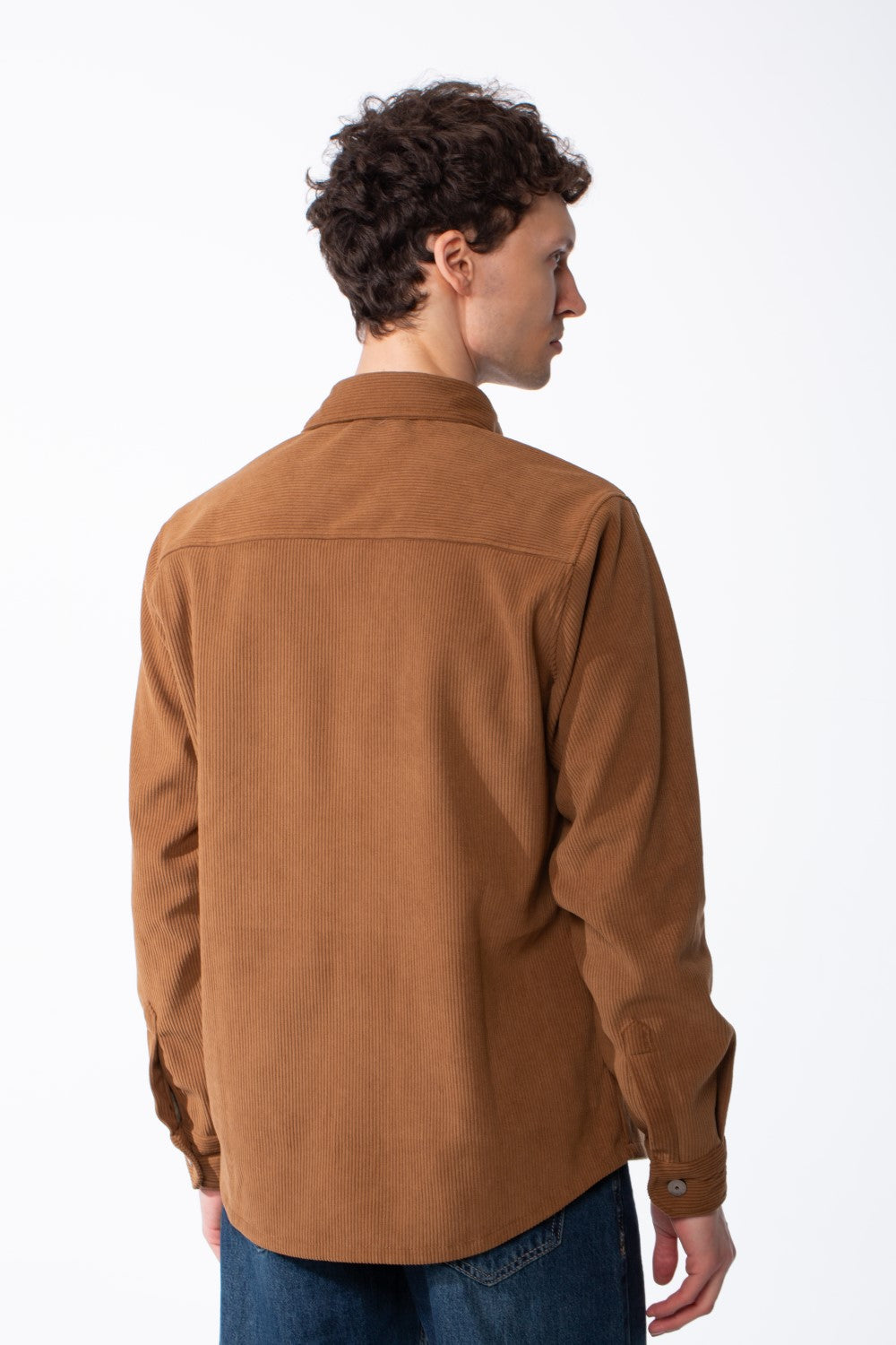 Men's Corduroy Metallic Button Down Spread Collar Fine-Wale Velvet Texture Long Sleeves Regular Fit Shirt