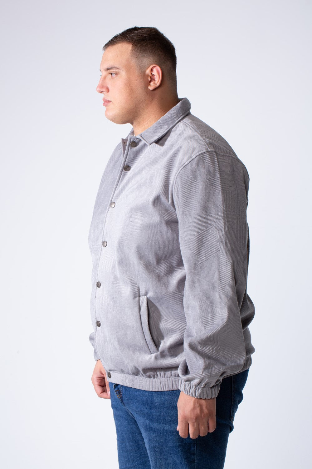 Men's Snap Button With Elasticated Cuffs Classic Collar Side Pockets Modern Versatile Big Size Velvet Shirt
