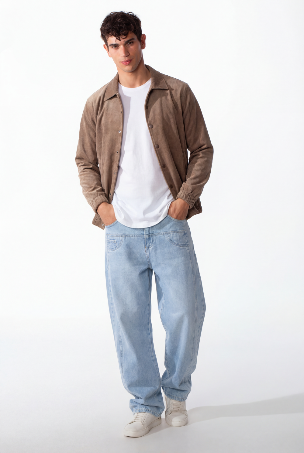 Men's Velvet Slim Fit Long Sleeve Shirt With Pockets