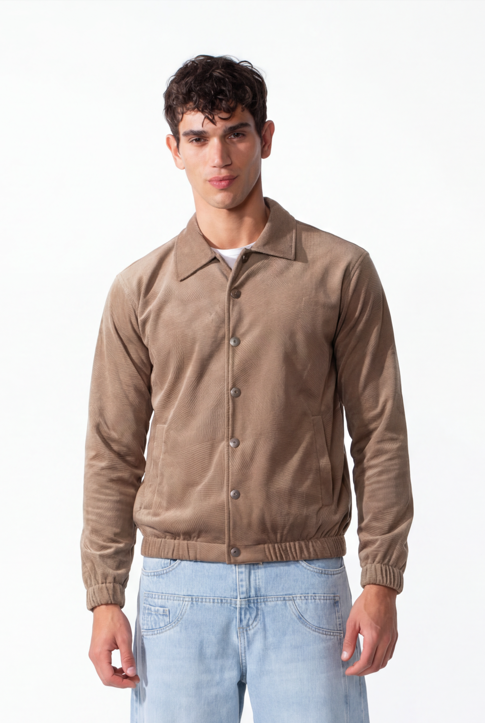 Men's Velvet Slim Fit Long Sleeve Shirt With Pockets