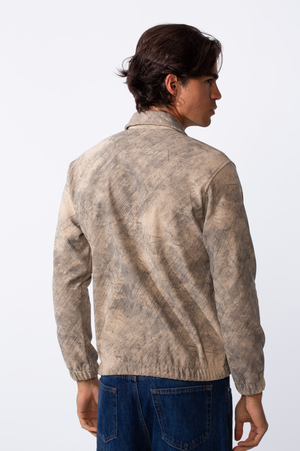 Men's Velvet Slim Fit Full Zip Tie Dye Long Sleeve Jacket