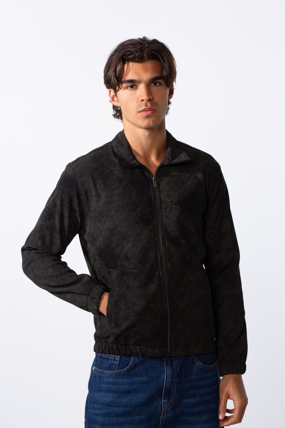 Men's Velvet Slim Fit Full Zip Tie Dye Long Sleeve Jacket