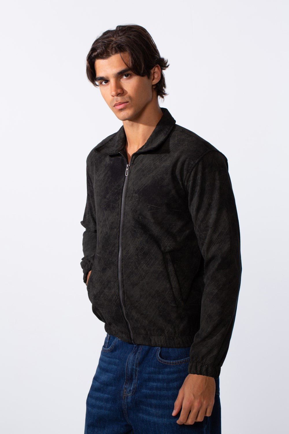 Men's Velvet Slim Fit Full Zip Tie Dye Long Sleeve Jacket