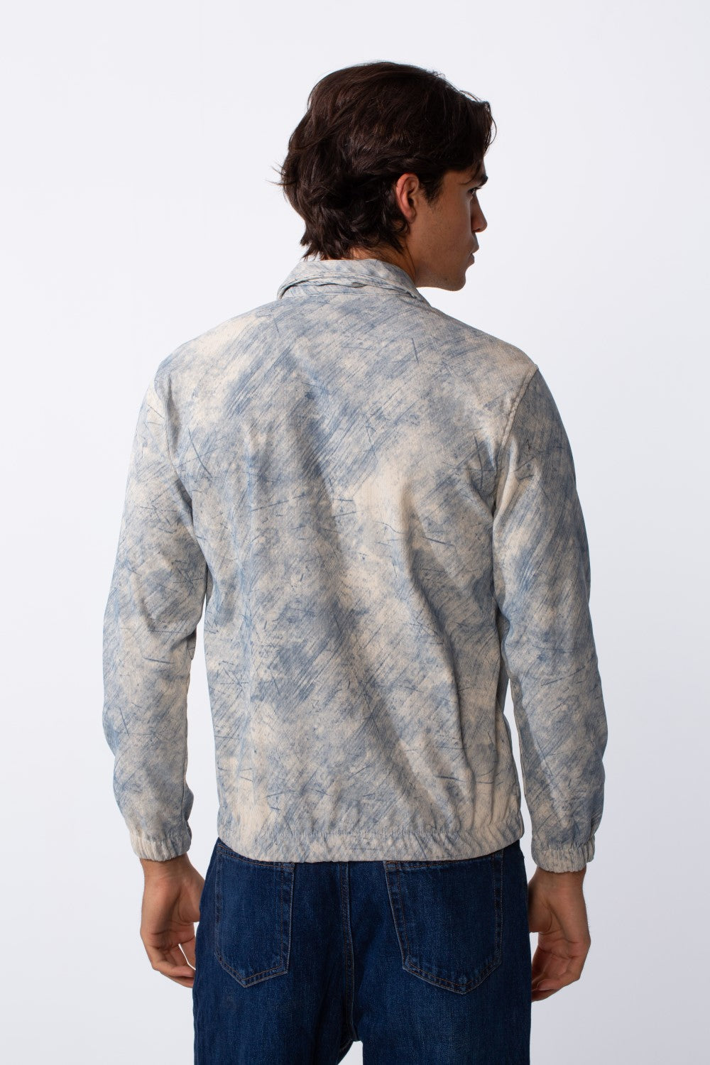 Men's Velvet Slim Fit Full Zip Tie Dye Long Sleeve Jacket