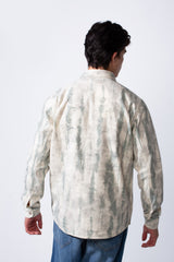 Men's Classic Neck With Washed Pattern Long Sleeve Front Chest Pocket Casual Jacket