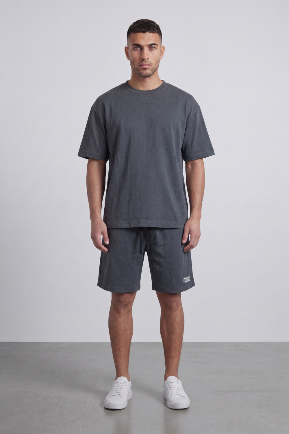 Men’s Tomato Store Night Trace Co-Ord Oversize Set Crafted From Soft Jersey Fabric Featuring Tonal Distressed Scratch Artwork Scattered Outfit