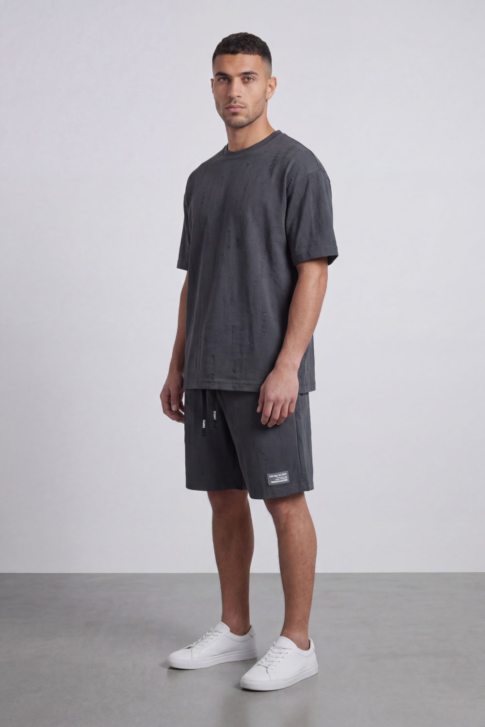 Men’s Tomato Store Night Trace Co-Ord Oversize Set Crafted From Soft Jersey Fabric Featuring Tonal Distressed Scratch Artwork Scattered Outfit