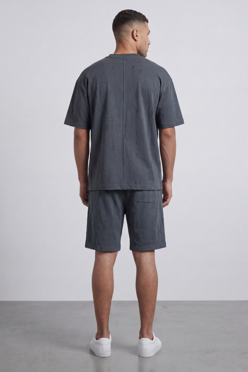 Men’s Tomato Store Night Trace Co-Ord Oversize Set Crafted From Soft Jersey Fabric Featuring Tonal Distressed Scratch Artwork Scattered Outfit