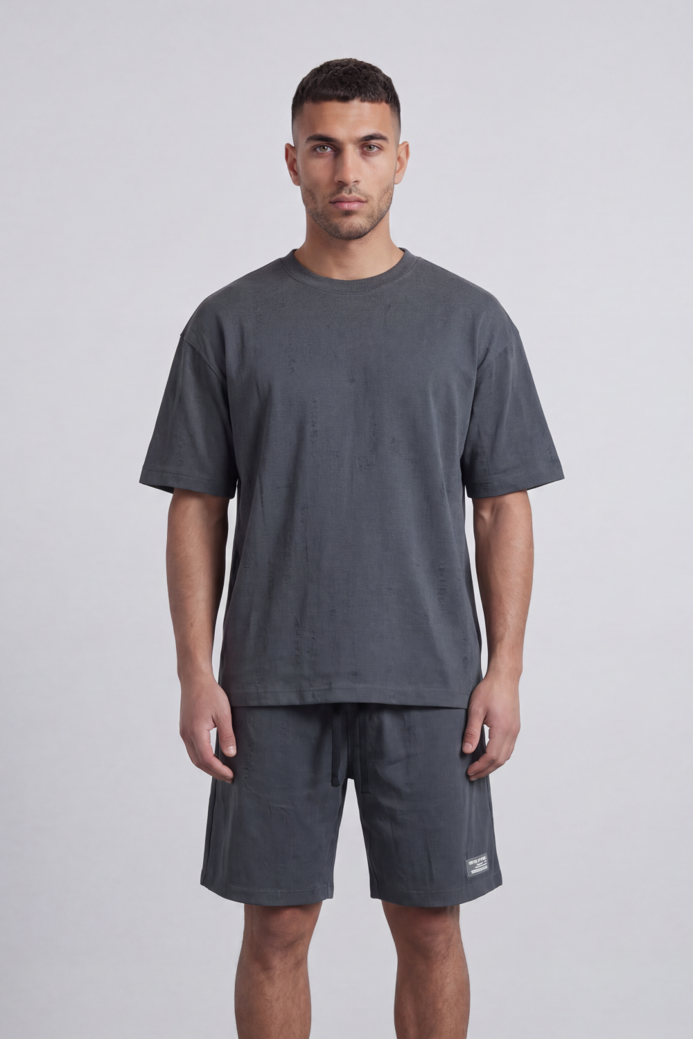 Men’s Tomato Store Night Trace Co-Ord Oversize Set Crafted From Soft Jersey Fabric Featuring Tonal Distressed Scratch Artwork Scattered Outfit