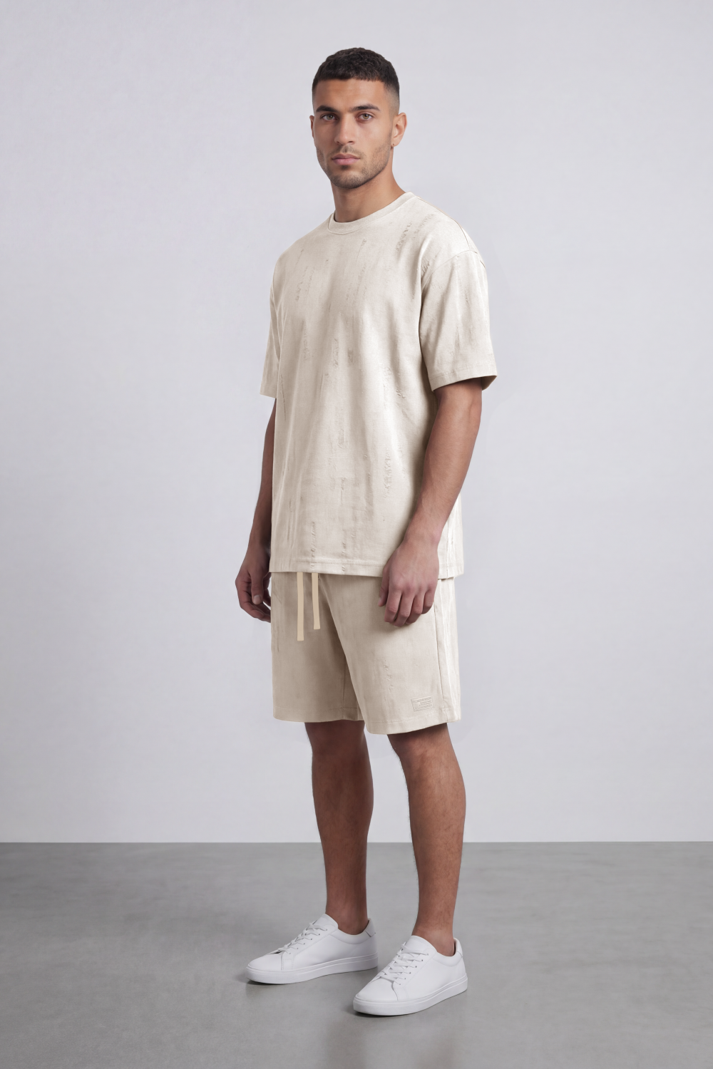 Men’s Tomato Store Night Trace Co-Ord Oversize Set Crafted From Soft Jersey Fabric Featuring Tonal Distressed Scratch Artwork Scattered Outfit