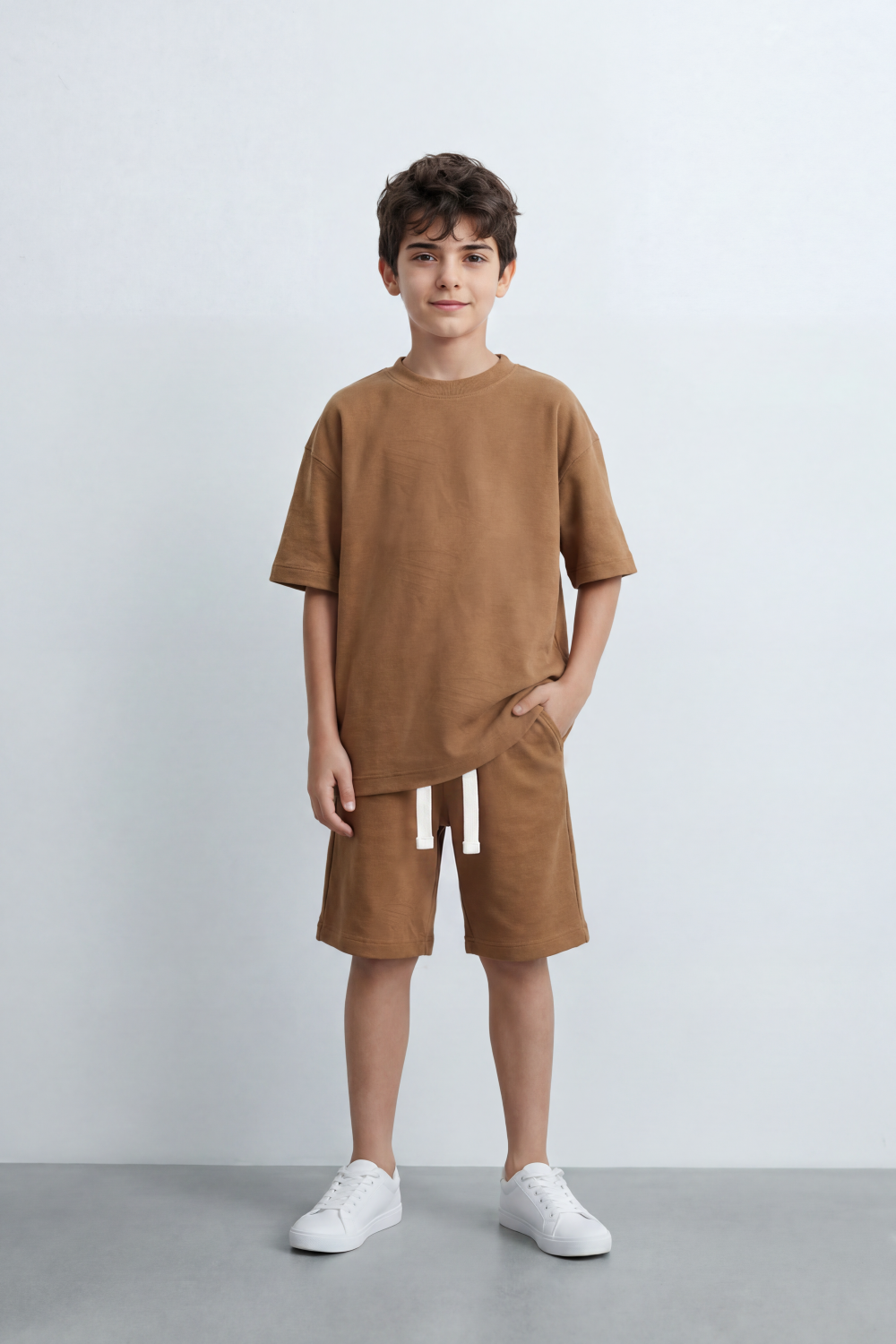 Boy's Tomato Store Canyon Ease Co-Ord Outfit Set Plain Dyed Surface With Soft Washed Grain Across The Full Look Oversize