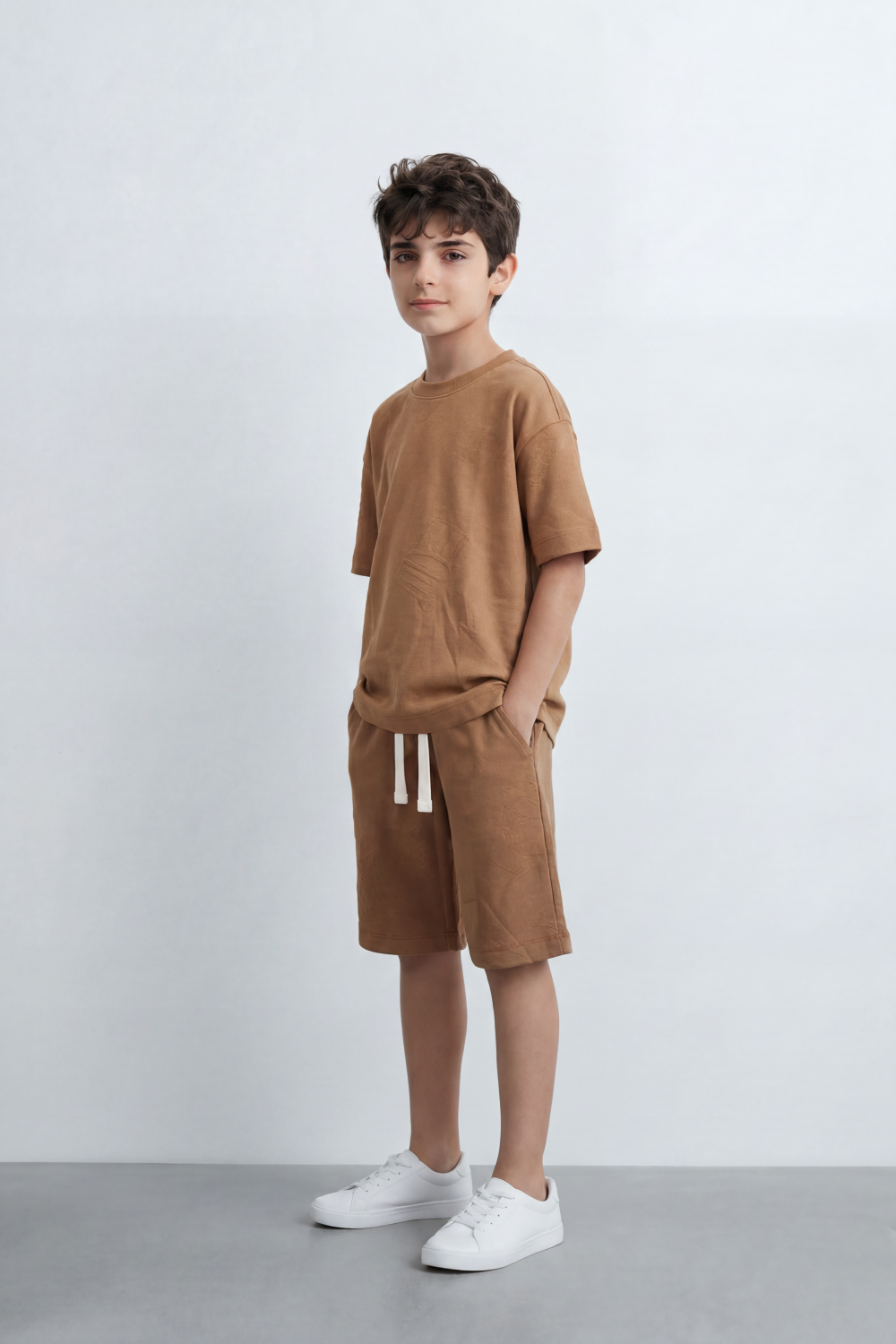 Boy's Tomato Store Canyon Ease Co-Ord Outfit Set Plain Dyed Surface With Soft Washed Grain Across The Full Look Oversize