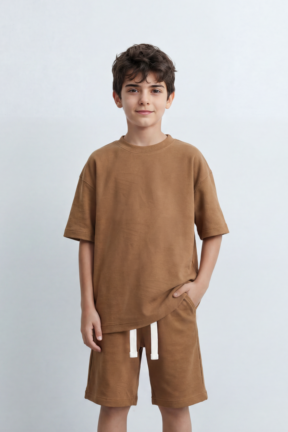 Boy's Tomato Store Canyon Ease Co-Ord Outfit Set Plain Dyed Surface With Soft Washed Grain Across The Full Look Oversize