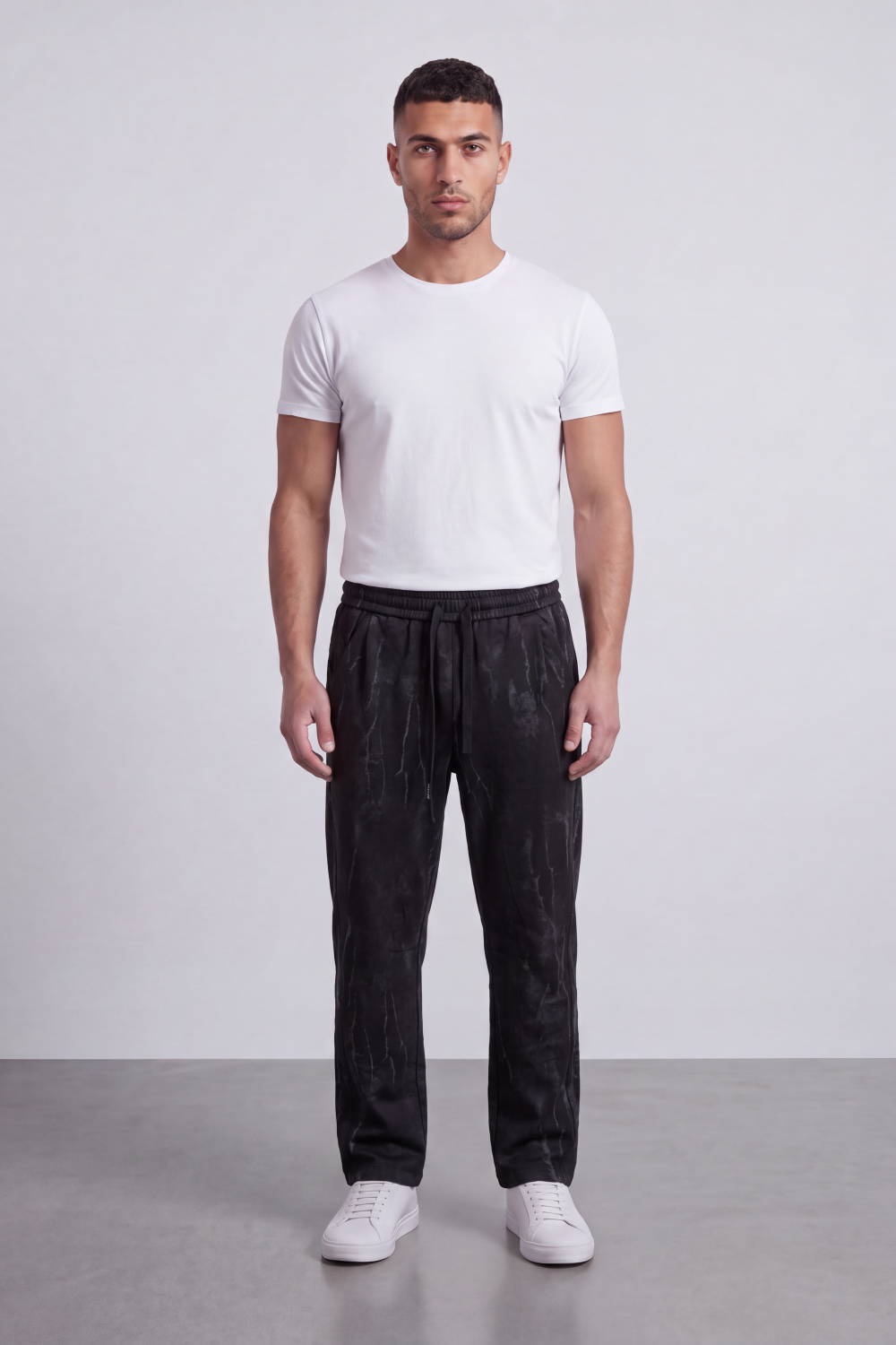 Men's Tomato Store Washed Twill Jogger Sweatpants Abstract Crack Effect Elastic Drawstring Waist Wide Leg