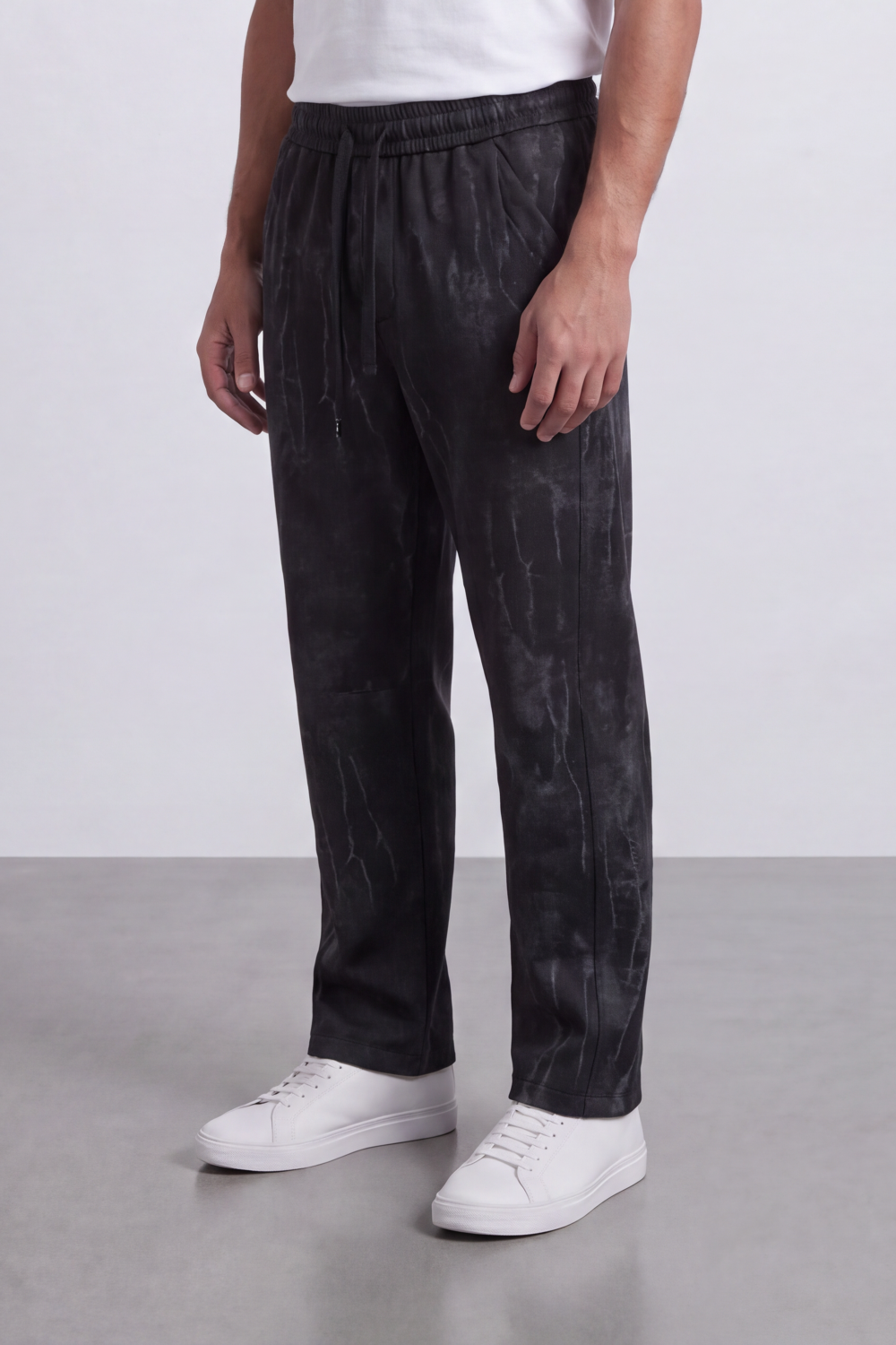 Men's Tomato Store Washed Twill Jogger Sweatpants Abstract Crack Effect Elastic Drawstring Waist Wide Leg