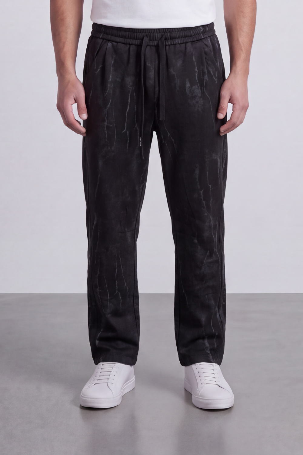 Men's Tomato Store Washed Twill Jogger Sweatpants Abstract Crack Effect Elastic Drawstring Waist Wide Leg