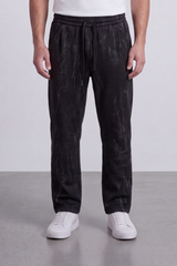 Men's Tomato Store Washed Twill Jogger Sweatpants Abstract Crack Effect Elastic Drawstring Waist Wide Leg