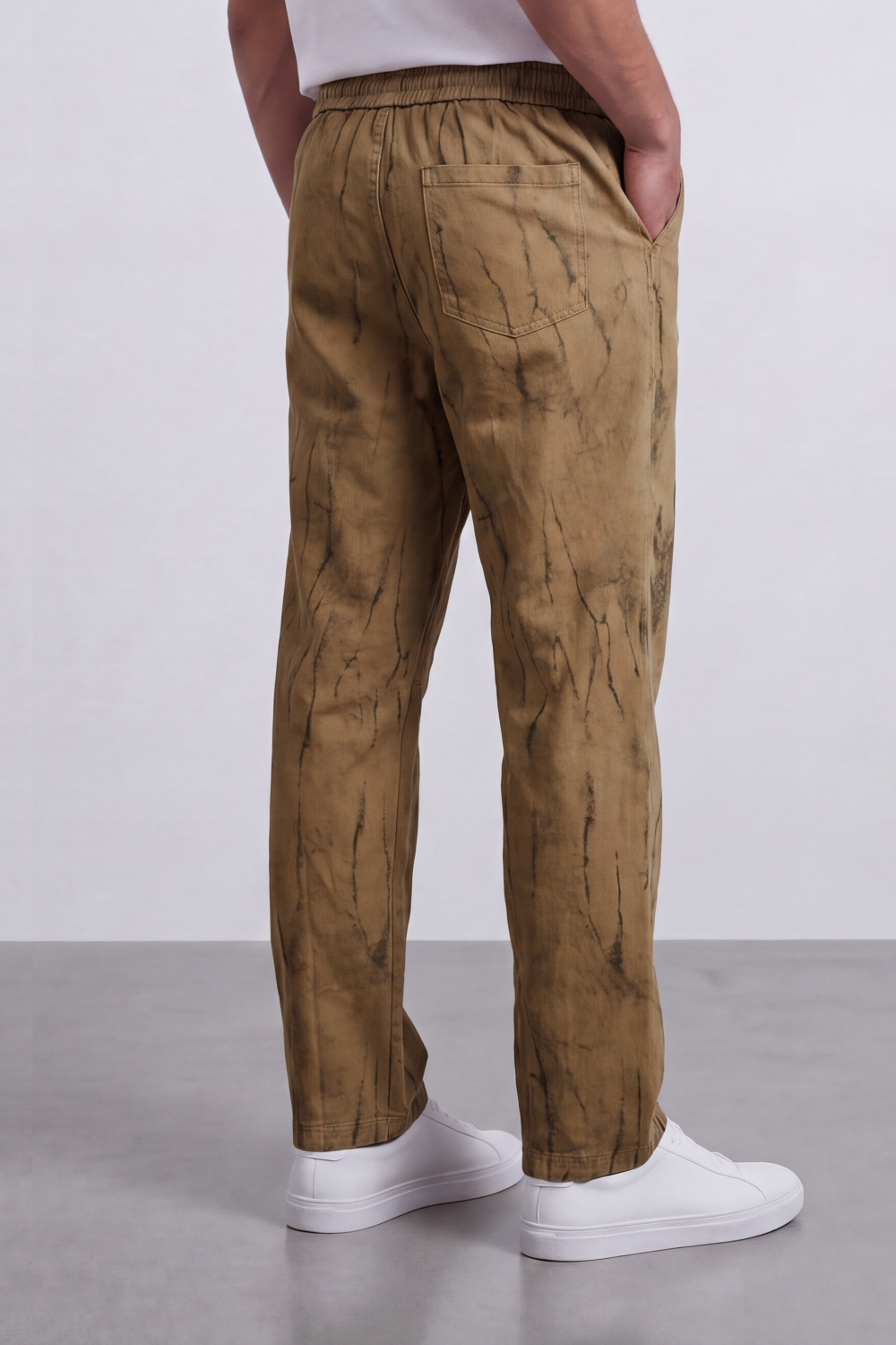 Men's Tomato Store Washed Twill Jogger Sweatpants Abstract Crack Effect Elastic Drawstring Waist Wide Leg