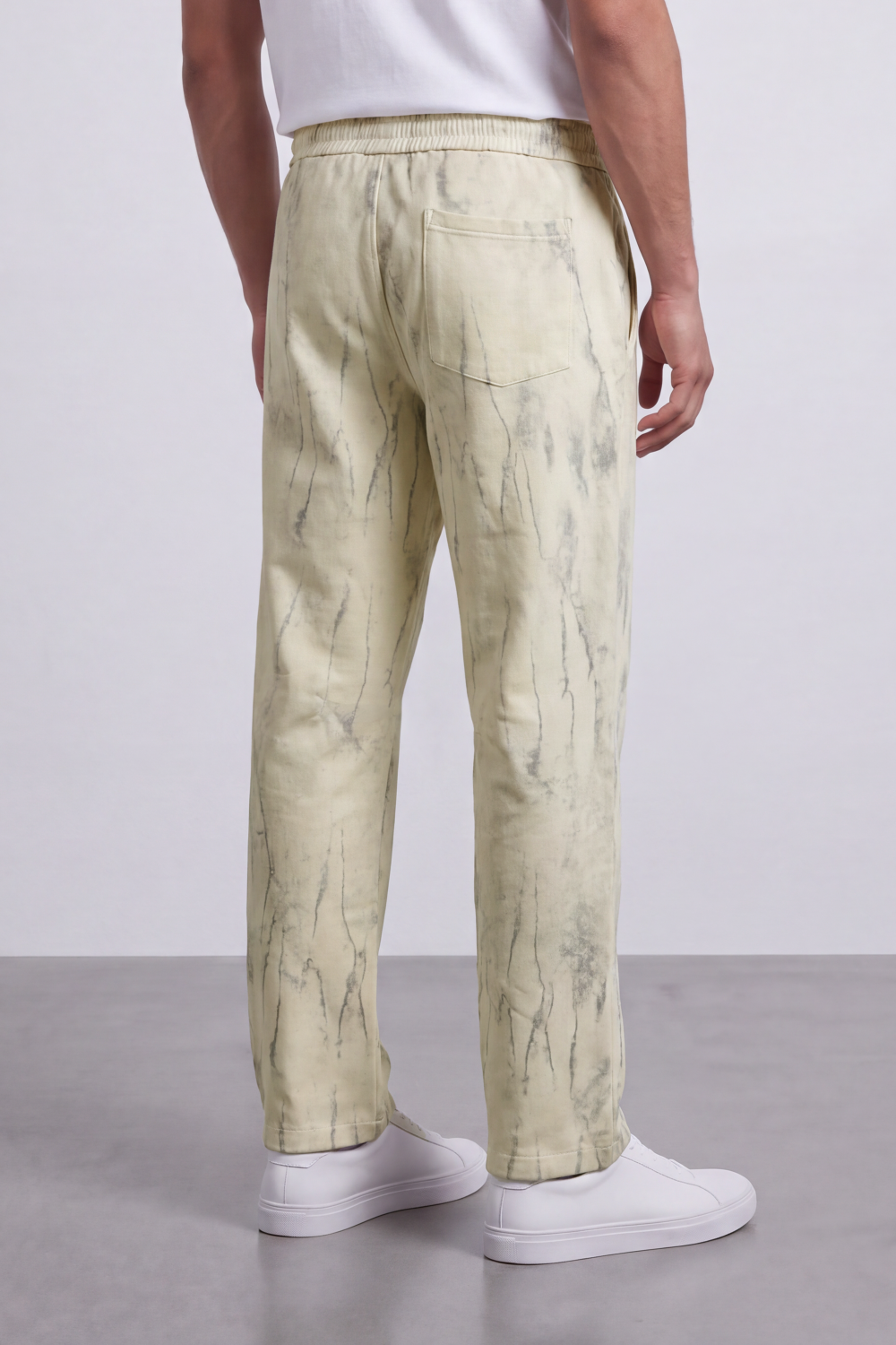 Men's Tomato Store Washed Twill Jogger Sweatpants Abstract Crack Effect Elastic Drawstring Waist Wide Leg