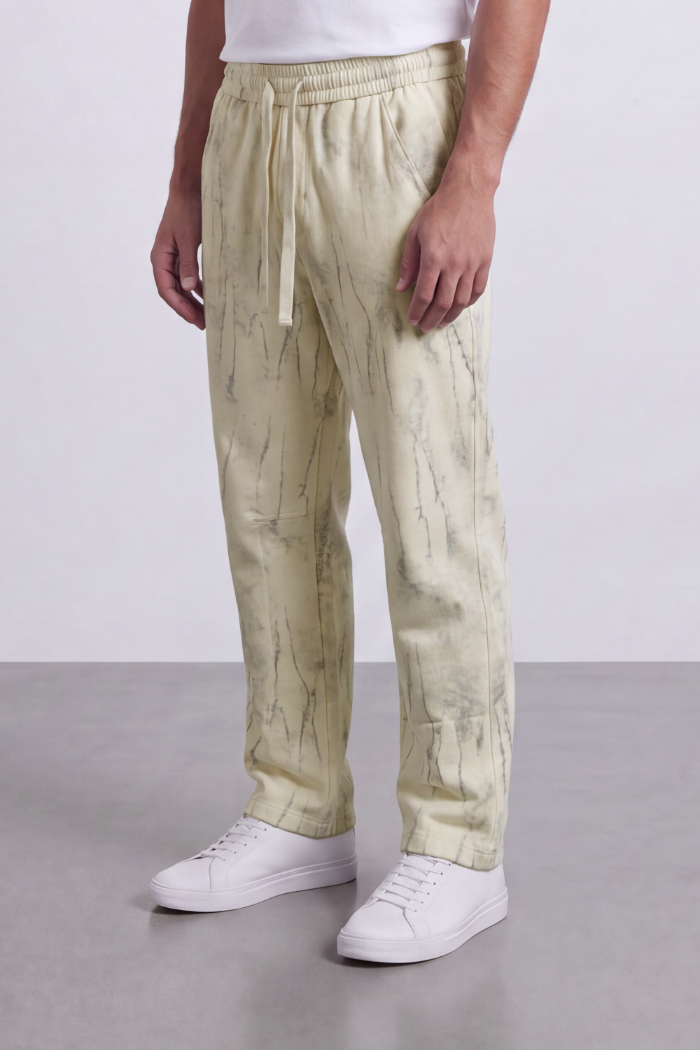 Men's Tomato Store Washed Twill Jogger Sweatpants Abstract Crack Effect Elastic Drawstring Waist Wide Leg