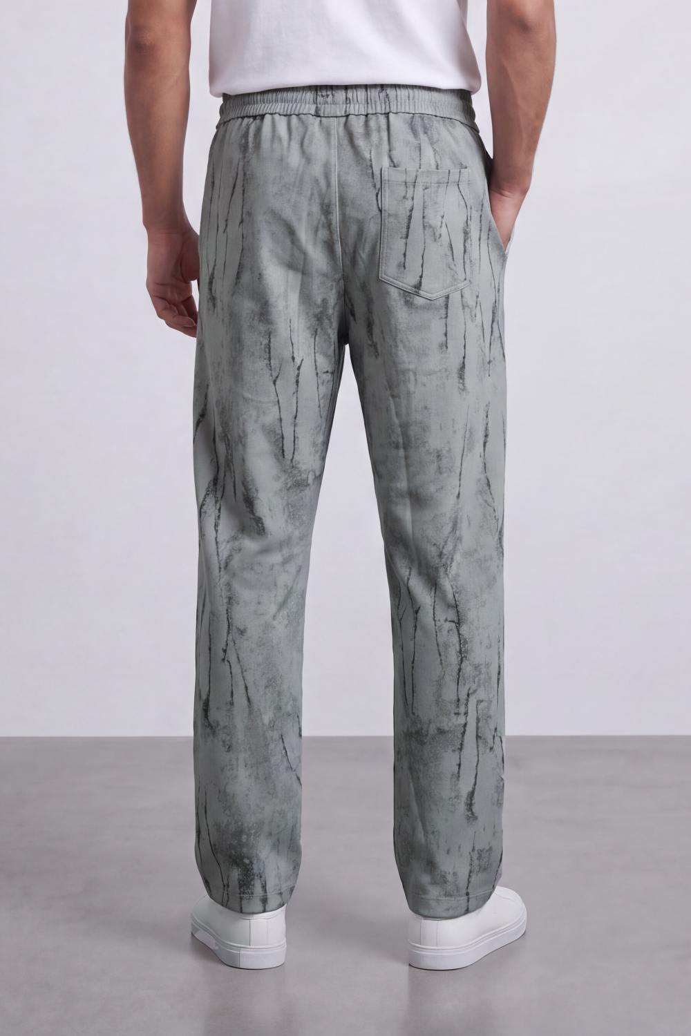 Men's Tomato Store Washed Twill Jogger Sweatpants Abstract Crack Effect Elastic Drawstring Waist Wide Leg