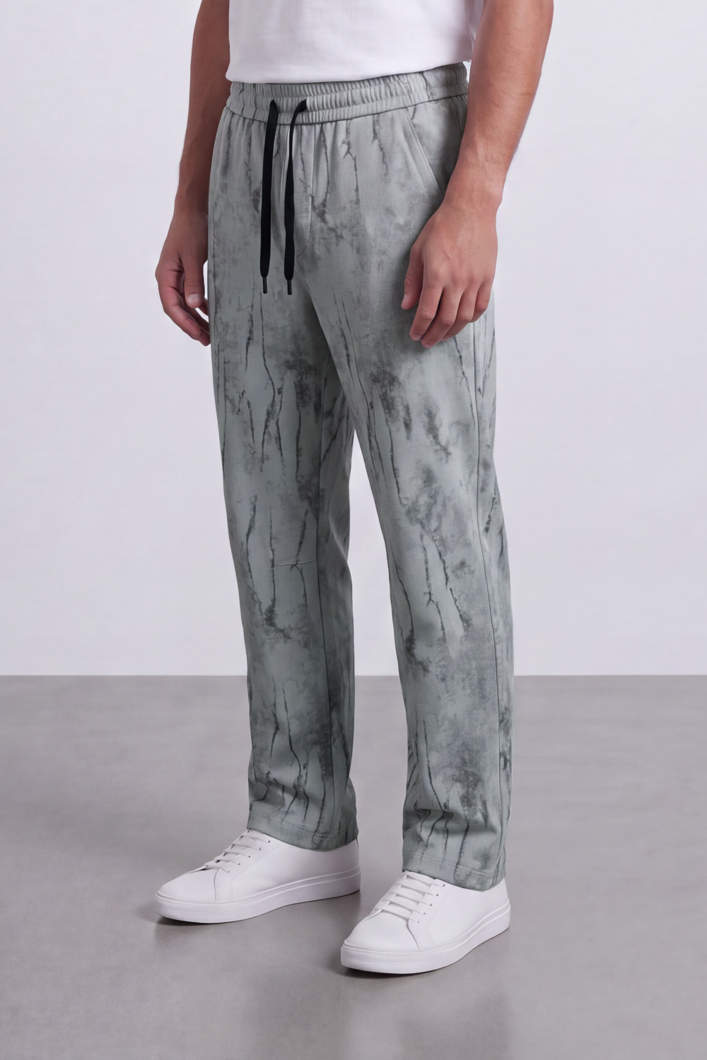 Men's Tomato Store Washed Twill Jogger Sweatpants Abstract Crack Effect Elastic Drawstring Waist Wide Leg