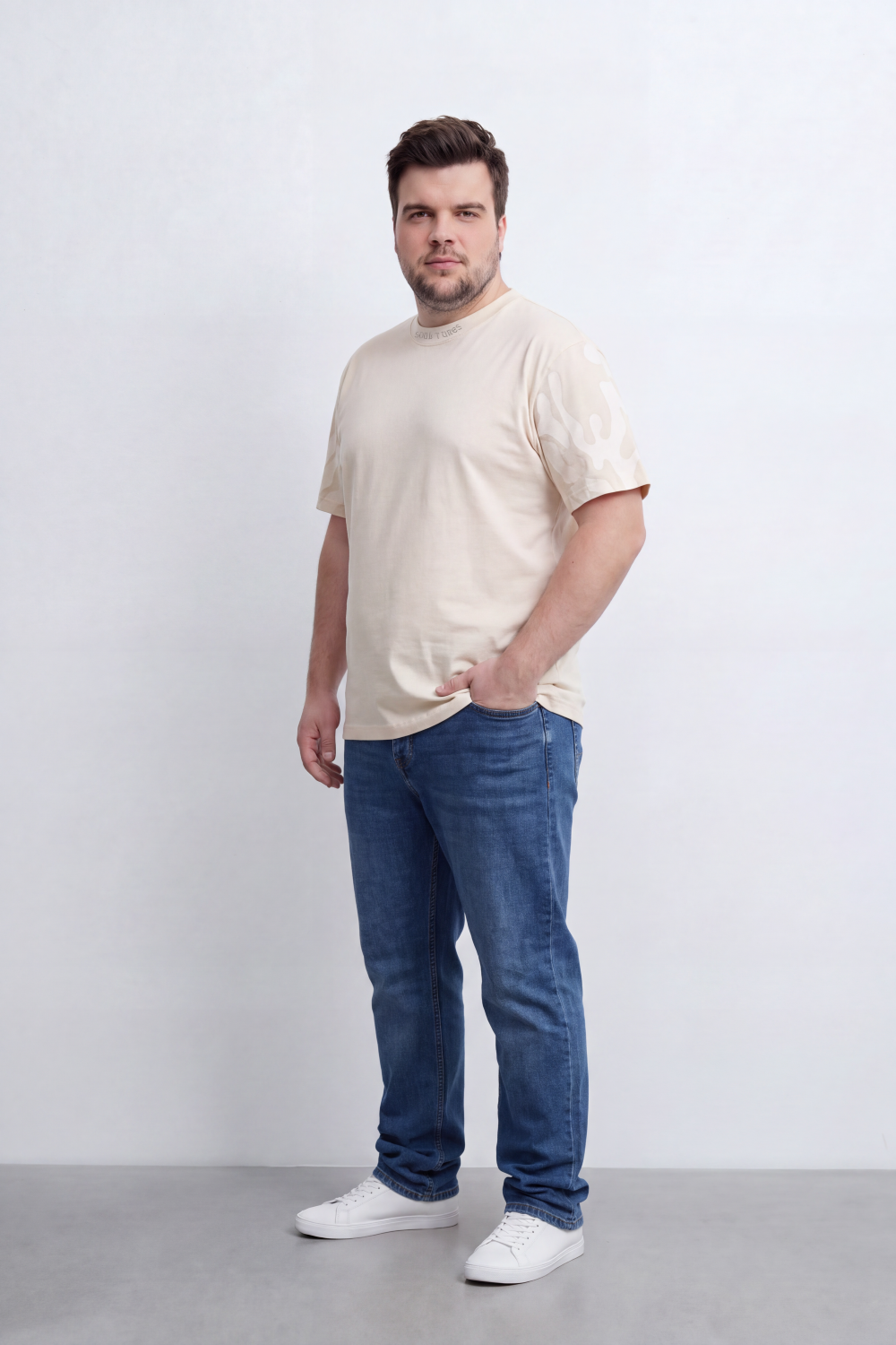Men's Tomato Store Graphic T-Shirt Abstract Sleeve Artwork Subtle Neck Slogan Detail Reguler Fit Bigsize