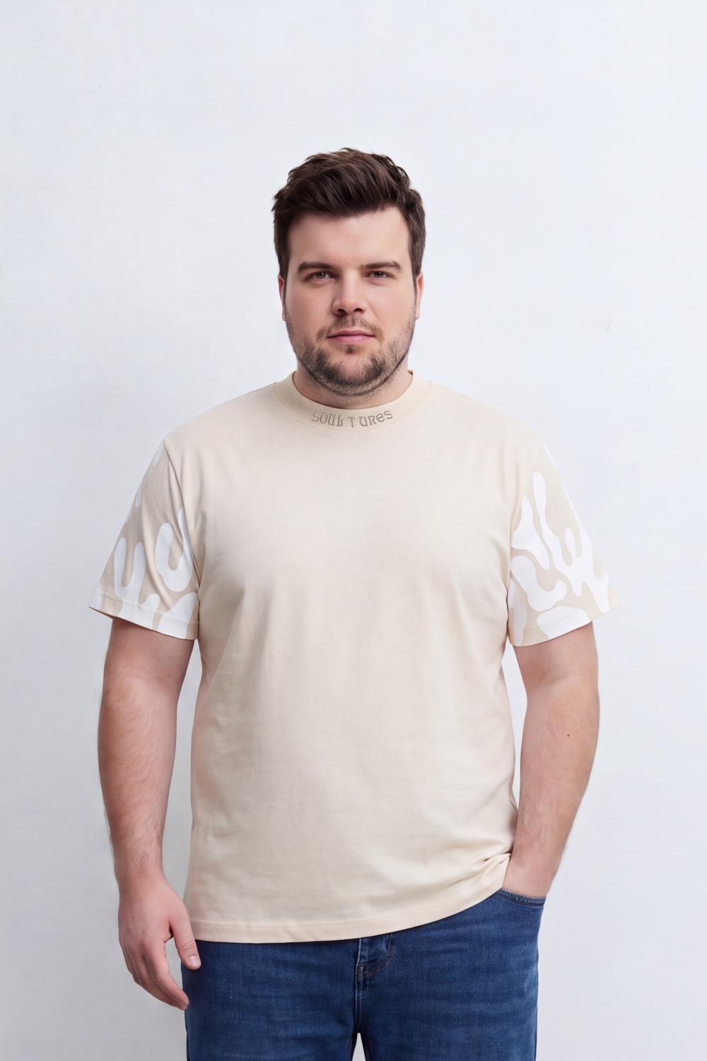 Men's Tomato Store Graphic T-Shirt Abstract Sleeve Artwork Subtle Neck Slogan Detail Reguler Fit Bigsize