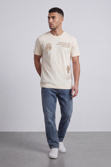 Men’s Tomato Store Safe Play Regular Fit T-Shirt Multi Placement Front Graphics Mixing Target Emblem Quote Text Vertical Symbol