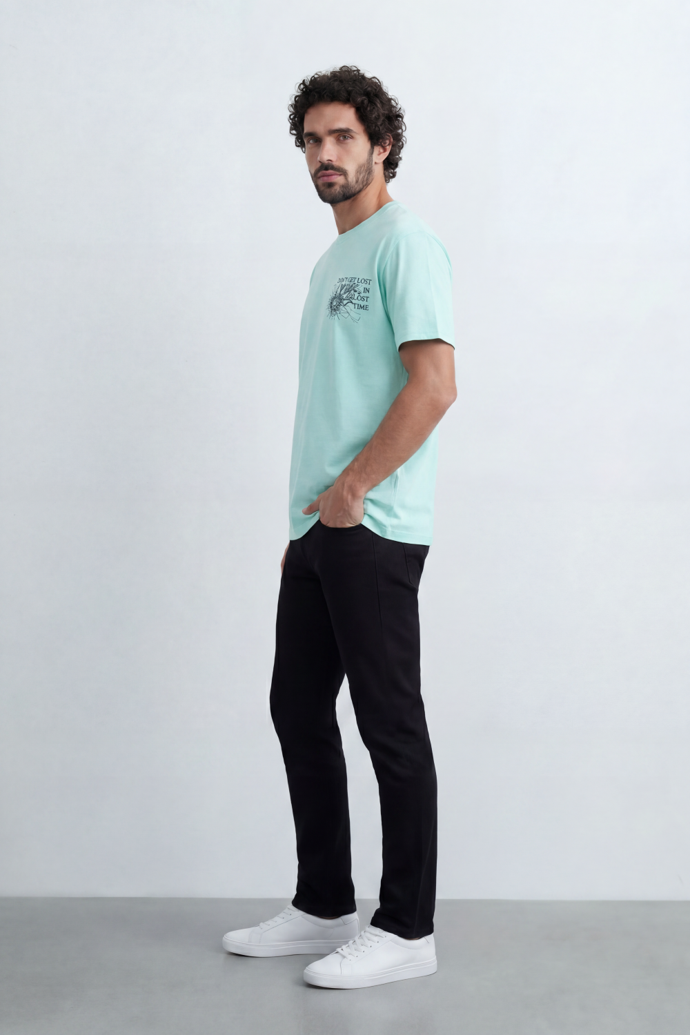 Men’s Tomato Store Lost Time T-Shirt With Small Chest Artwork Large Back Map Print Distressed Typography Oversize