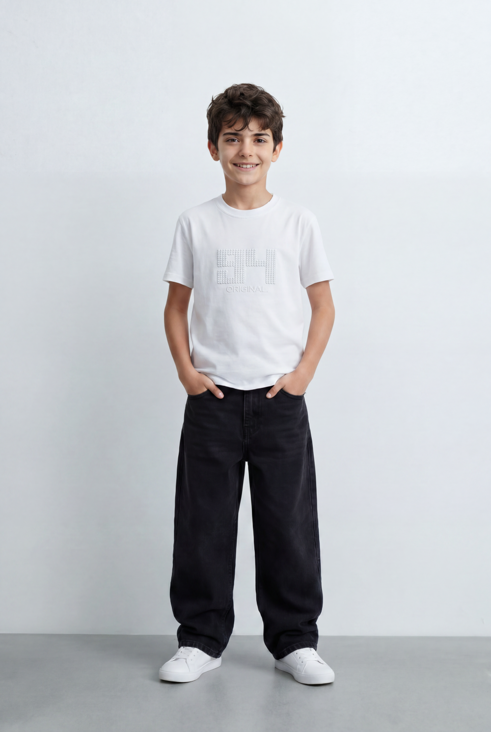 Boy's Graphic T-Shirt Textured 94 Front Artwork Classic Crew Neck Short Sleeves