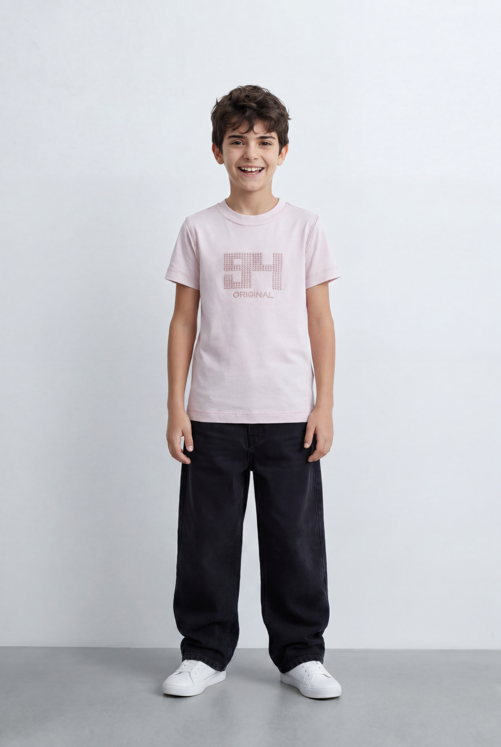 Boy's Graphic T-Shirt Textured 94 Front Artwork Classic Crew Neck Short Sleeves