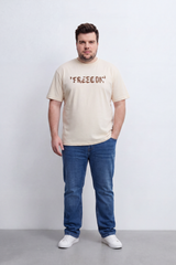 Men's Tomato Store Graphic T-Shirt Bold Freedom Chest Typography Clean Round Neck Big Size
