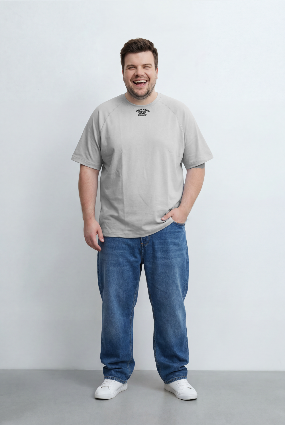 Men’s Tomato Store Big Size T-Shirt Featuring Raglan Sleeve Construction Minimal Chest Typography