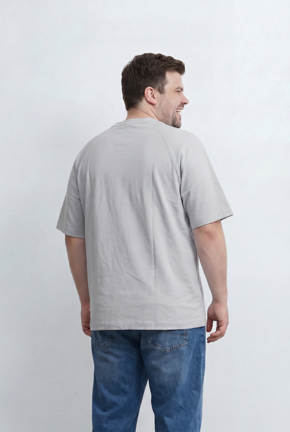 Men’s Tomato Store Big Size T-Shirt Featuring Raglan Sleeve Construction Minimal Chest Typography